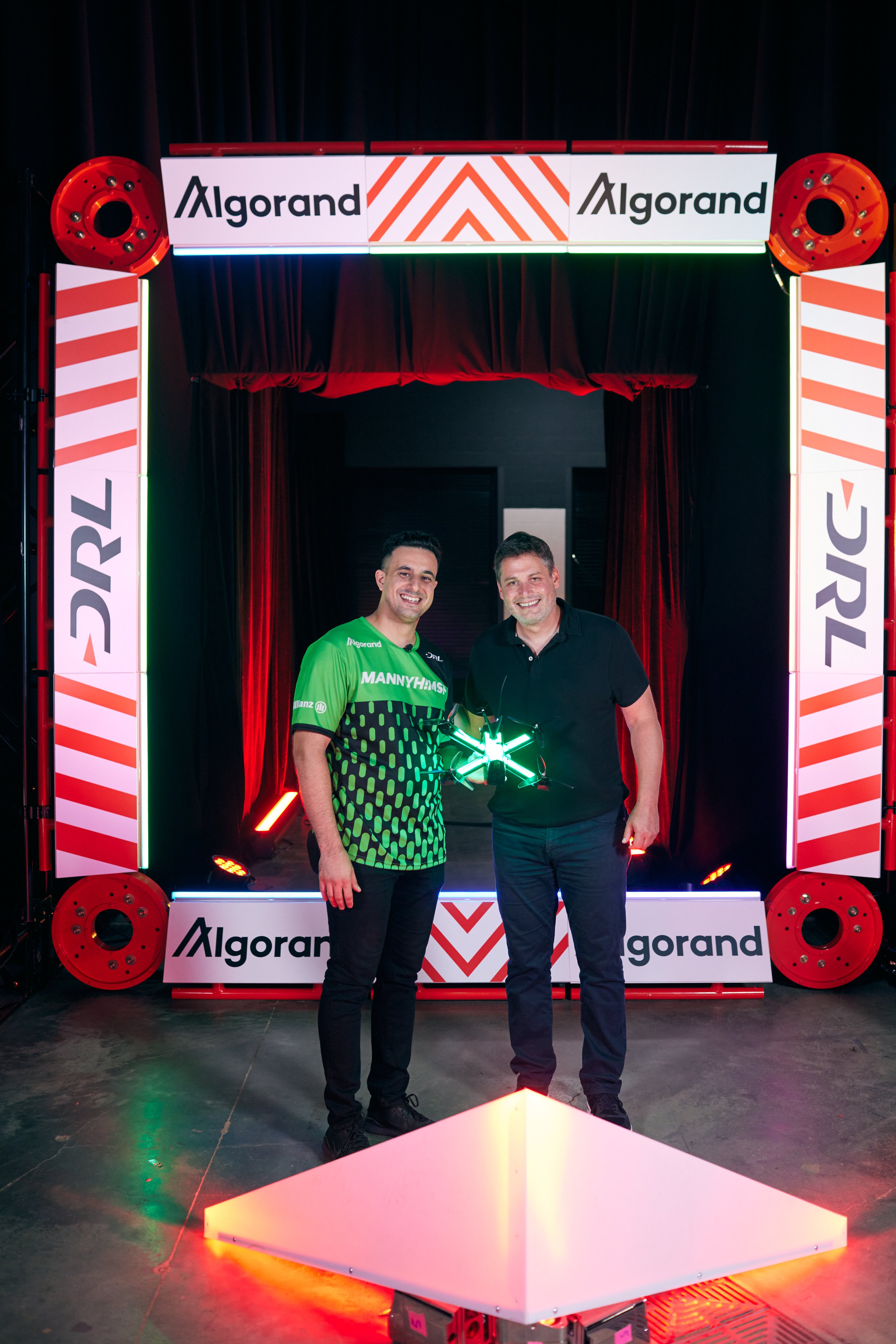 Drone racer Manny with Algorand CEO